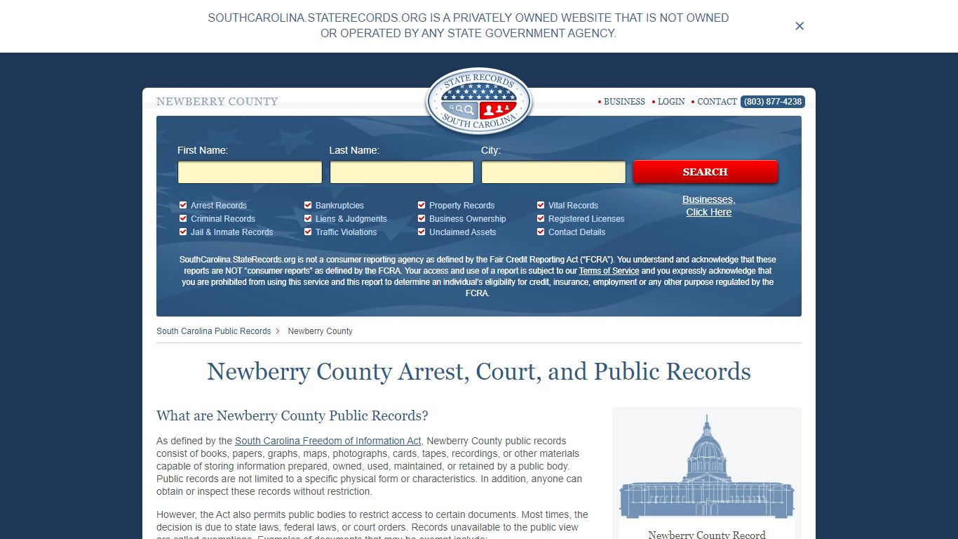 Newberry County Arrest, Court, and Public Records